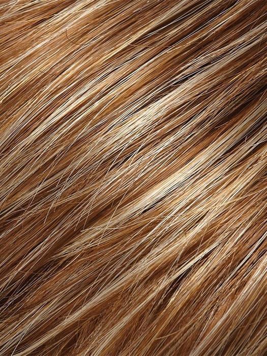 Medium Red-Gold Brown and Light Gold Blonde Blend with Light Gold Blonde Bold Highlights